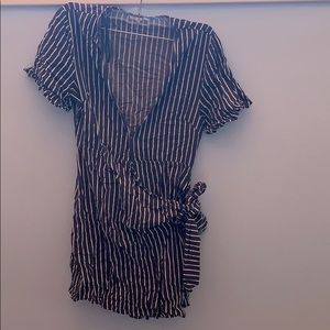 Blue and white vintage wrap dress